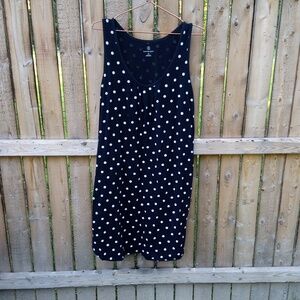 Lands End Polka Dot Casual Comfy Flowy Cinched Pocket Dress